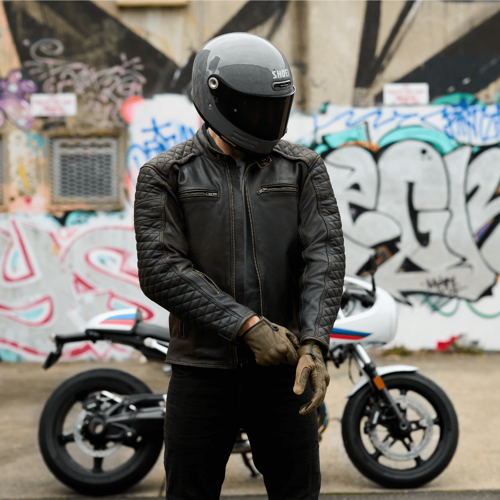 GEN 2 'ol Bobber' | Diamond Quilted Premium Motorbike Jacket | Distressed Charcoal Brown