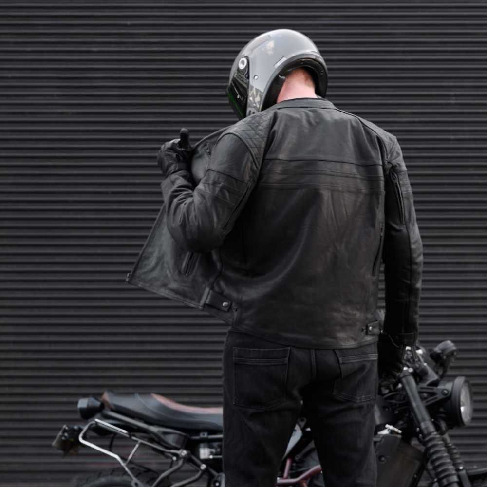 'ol Bobber' | Classic Leather Motorbike Jacket | Matt Black Leather
