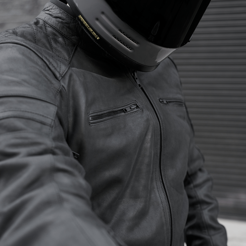 *NEW* 'ol Bobber' | Classic Leather Motorbike Jacket | Matt Black Aniline Leather