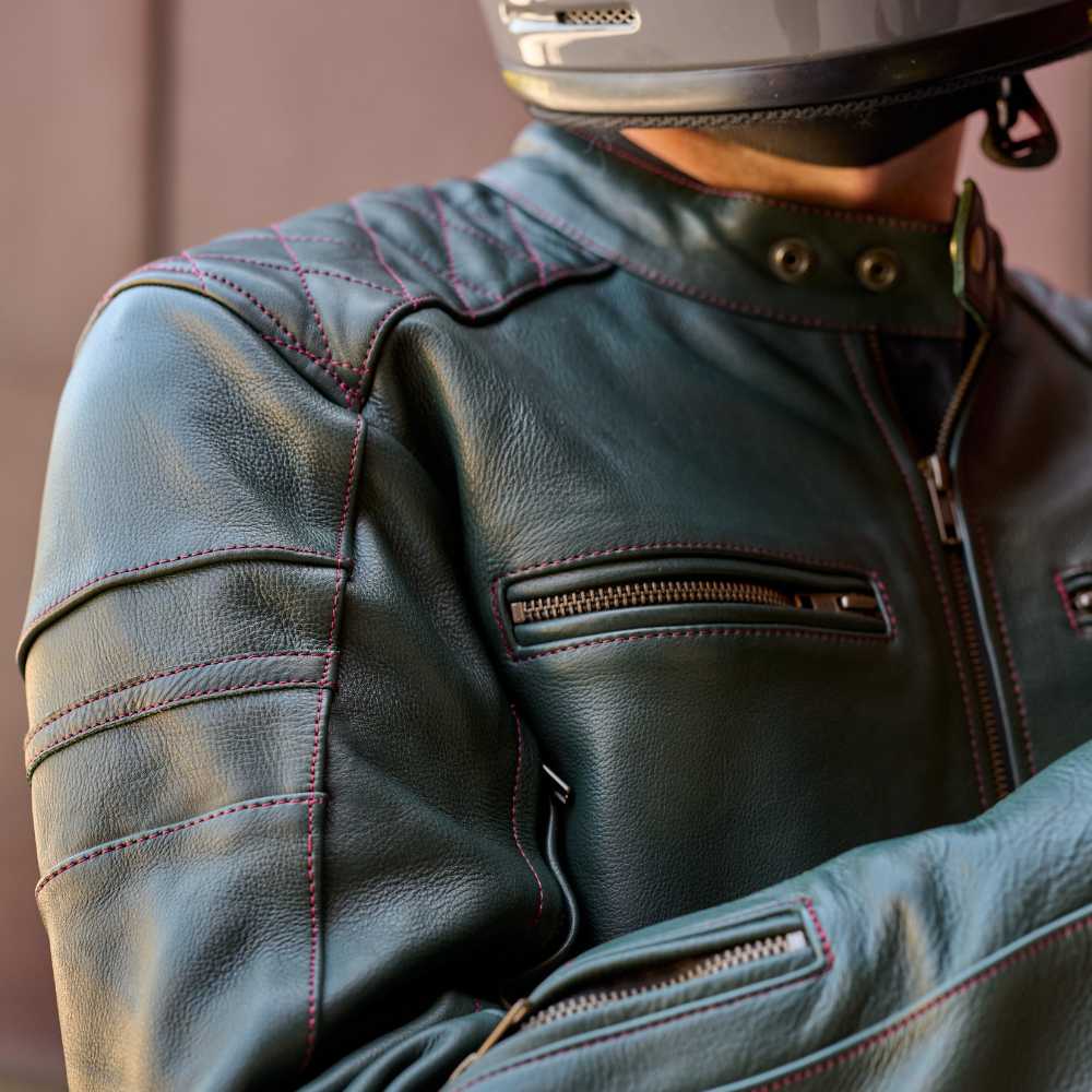 *NEW* 'ol Bobber' | British Racing Green Classic Leather Motorbike Jacket *LIMITED EDITION*