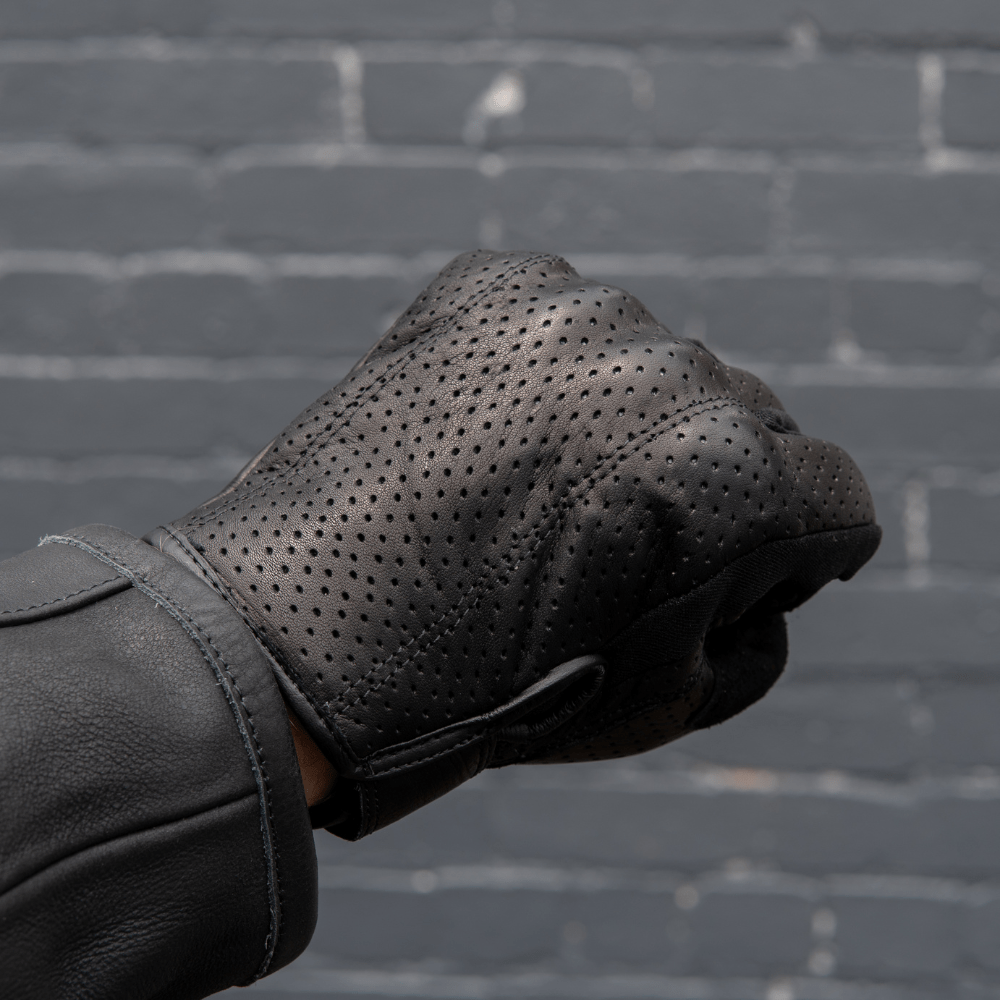 Gen 2 Thumpa's | Short Cuff Summer Motorbike Gloves | Aramid + Perforated Black Leather