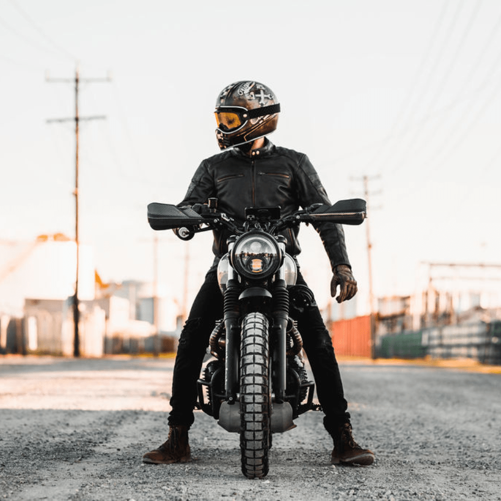 'ol Bobber' | Classic Leather Motorbike Jacket | Distressed Charcoal Brown Full Grain Leather