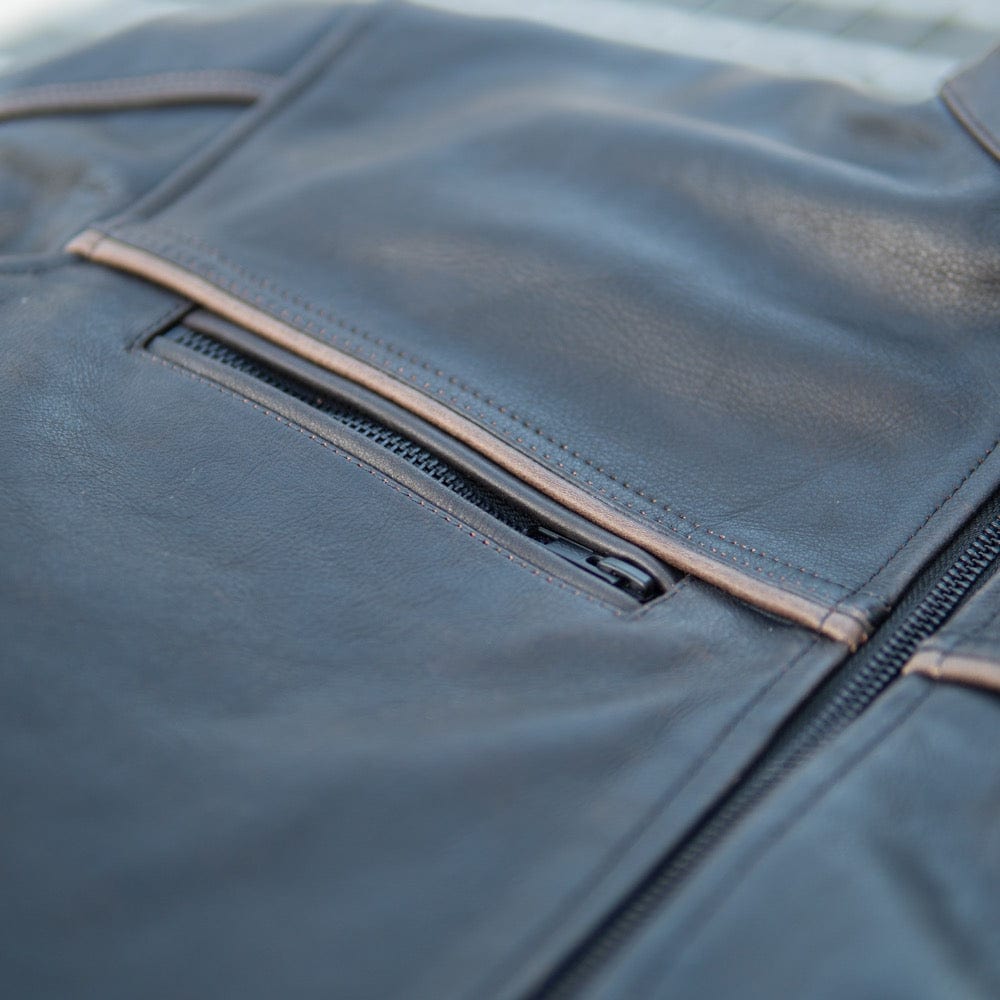 'The Rumbler' | Distressed Charcoal Brown Leather | Classic Leather Motorbike Jacket PREORDER