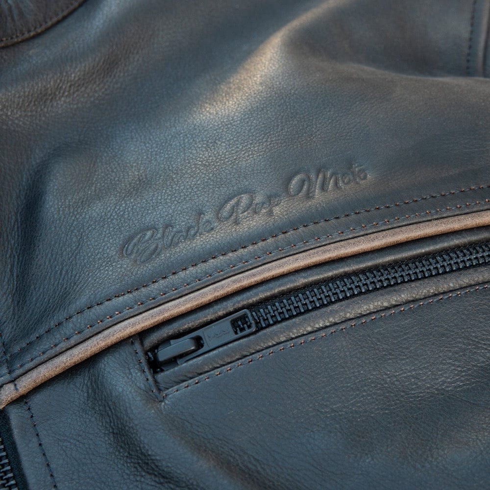 'The Rumbler' | Distressed Charcoal Brown Leather | Classic Leather Motorbike Jacket PREORDER