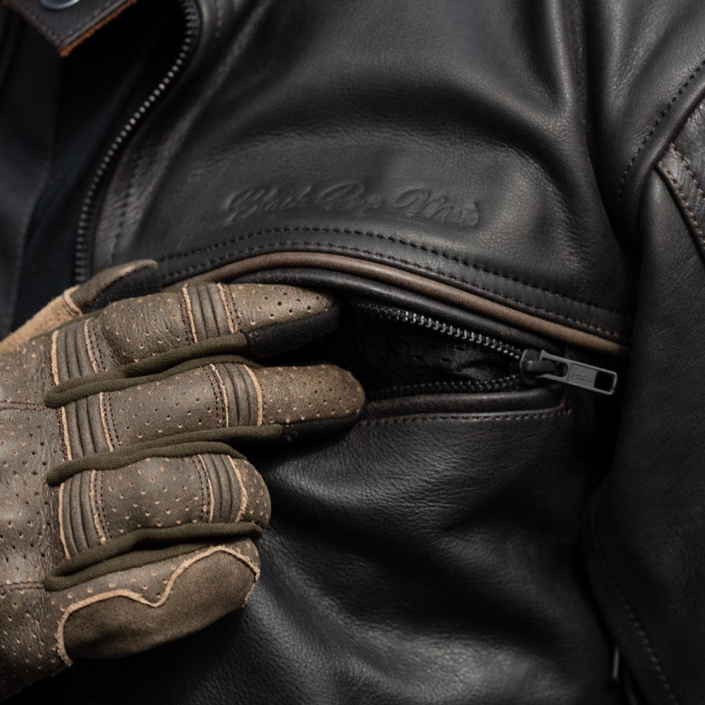 'The Rumbler' | Distressed Charcoal Brown Leather | Classic Leather Motorbike Jacket