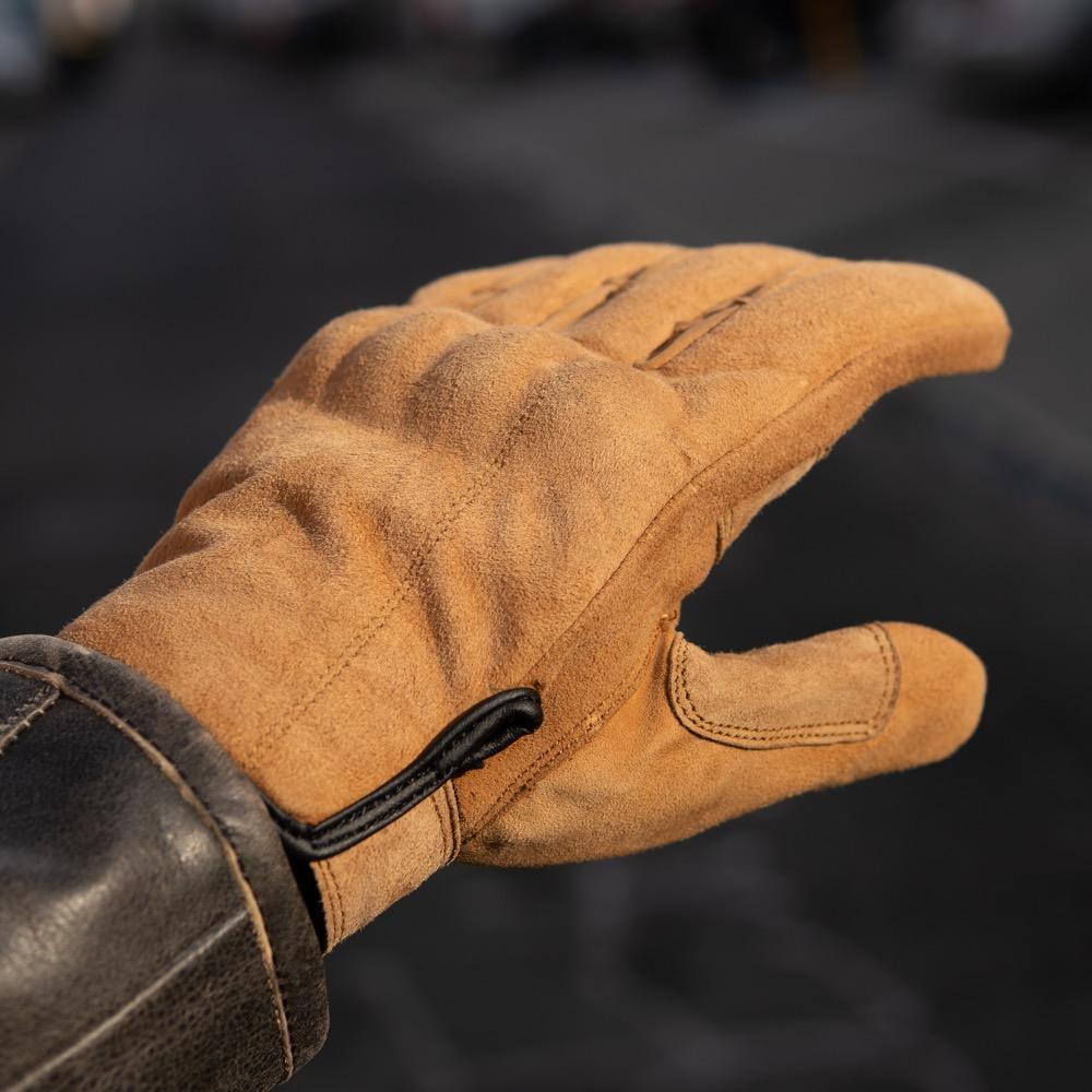 Tan Suede Motorcycle Gloves