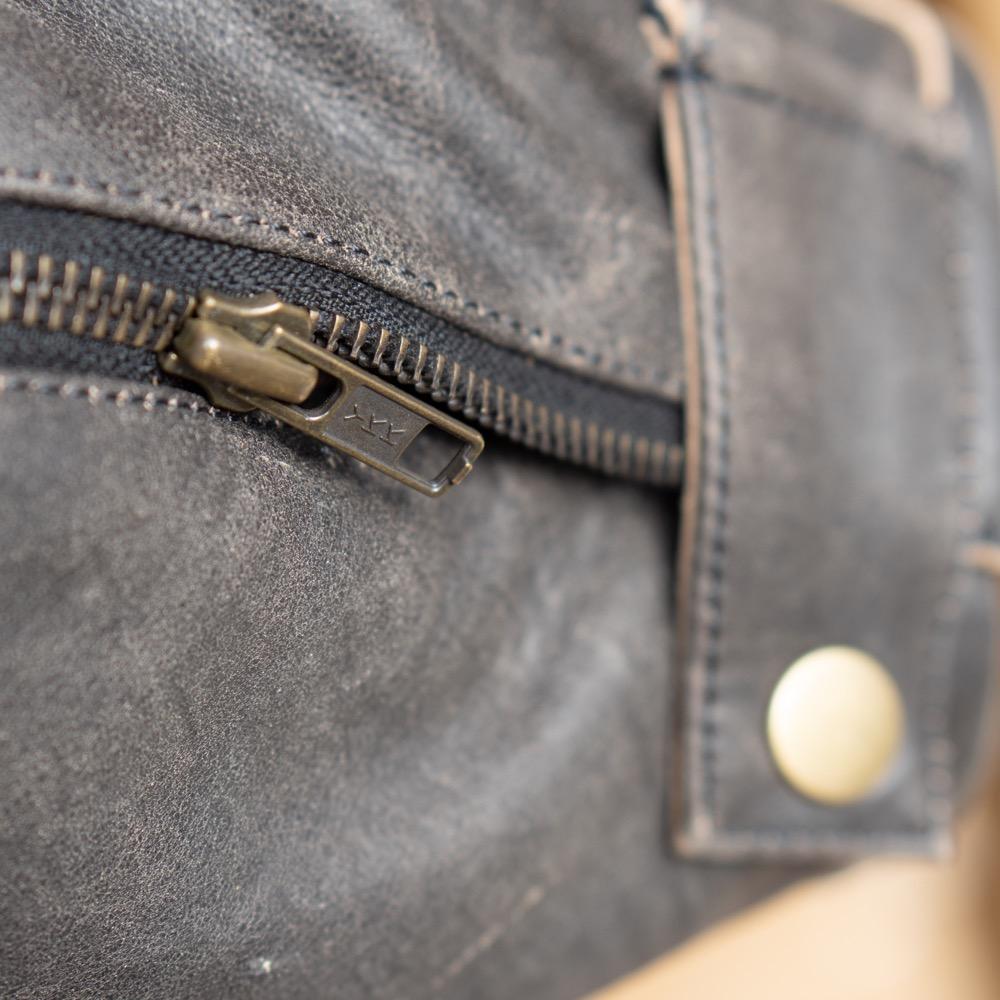 'ol Bobber' | Classic Leather Motorbike Jacket in Distressed Charcoal Brown