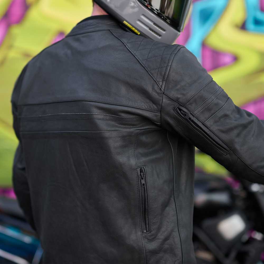 'ol Bobber' | Classic Leather Motorbike Jacket | Matt Black Leather