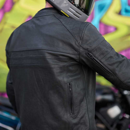 'ol Bobber' | Classic Leather Motorbike Jacket | Matt Black Leather