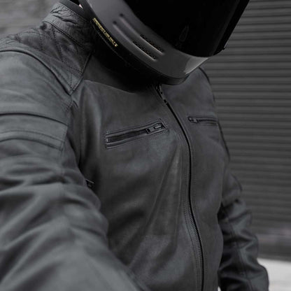 'ol Bobber' | Classic Leather Motorbike Jacket | Matt Black Leather