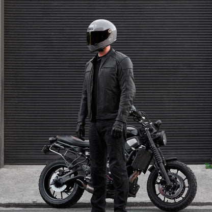 'ol Bobber' | Classic Leather Motorbike Jacket | Matt Black Leather