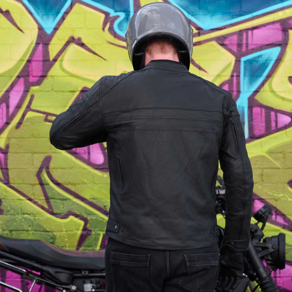 'ol Bobber' | Classic Leather Motorbike Jacket | Matt Black Leather
