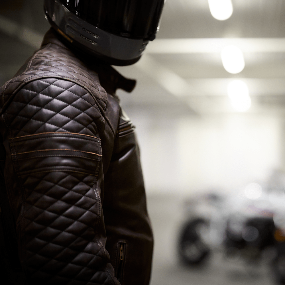 NEW GEN 2 'ol Bobber' | Diamond Quilted Premium Motorbike Jacket | Distressed Charcoal Brown