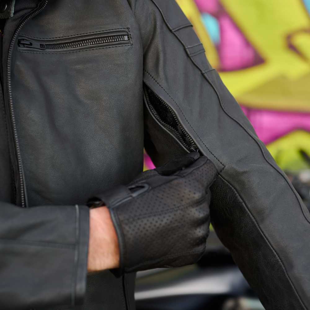 'ol Bobber' | Classic Leather Motorbike Jacket | Matt Black Leather