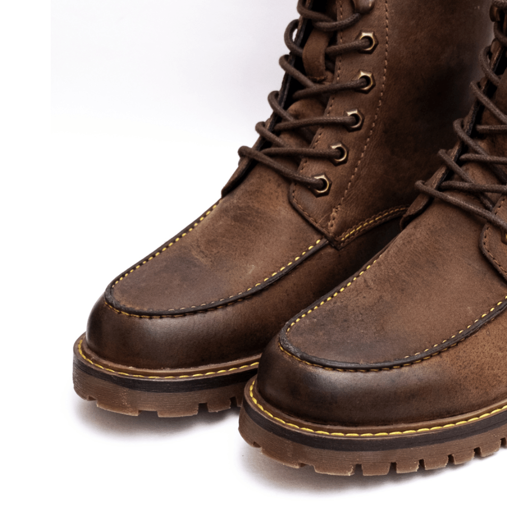Moc Toe Tobacco Brown Leather Motorcycle Boots | Trip Machine Boots