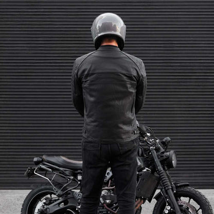 'ol Bobber' | Classic Leather Motorbike Jacket | Matt Black Leather