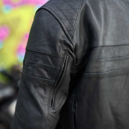 'ol Bobber' | Classic Leather Motorbike Jacket | Matt Black Leather