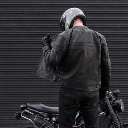 'ol Bobber' | Classic Leather Motorbike Jacket | Matt Black Leather