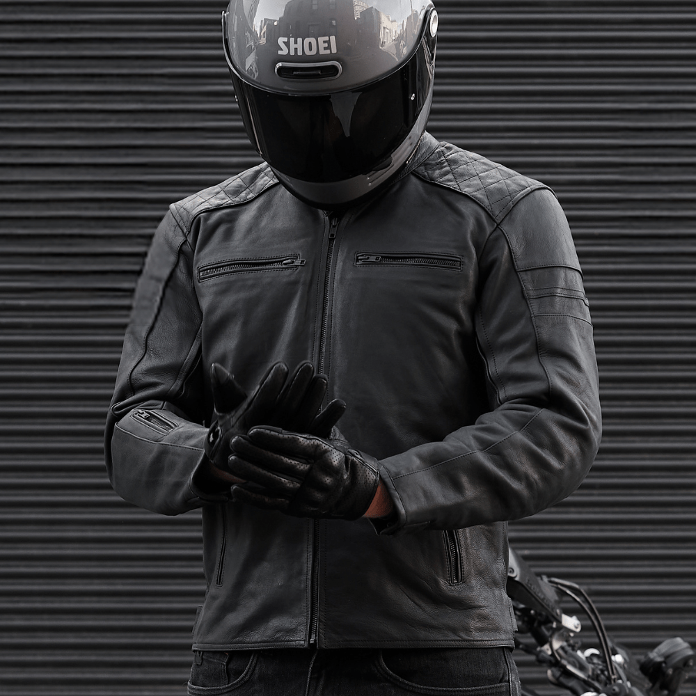 black leather jacket classic look