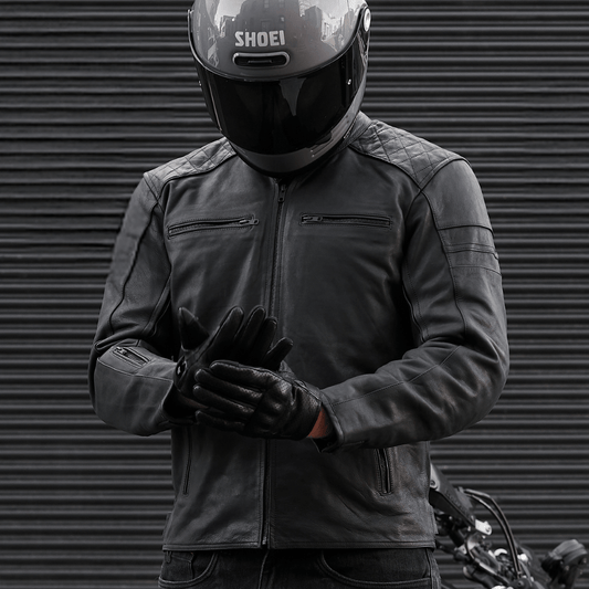 black leather jacket classic look