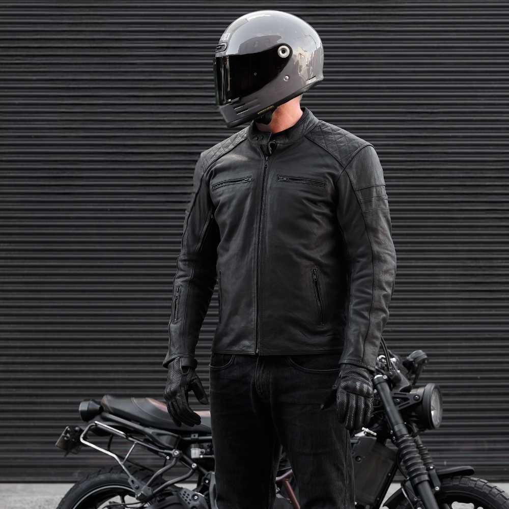 'ol Bobber' | Classic Leather Motorbike Jacket | Matt Black Leather