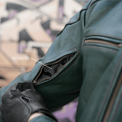 *NEW* 'ol Bobber' | British Racing Green Classic Leather Motorbike Jacket *LIMITED EDITION*