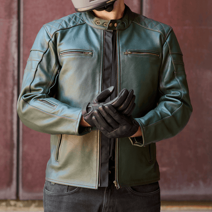 *NEW* 'ol Bobber' | British Racing Green Classic Leather Motorbike Jacket *LIMITED EDITION*