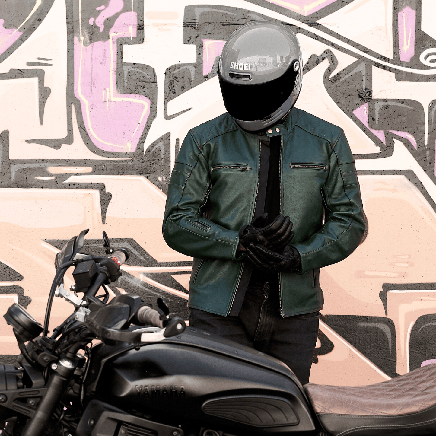 *NEW* 'ol Bobber' | British Racing Green Classic Leather Motorbike Jacket *LIMITED EDITION*