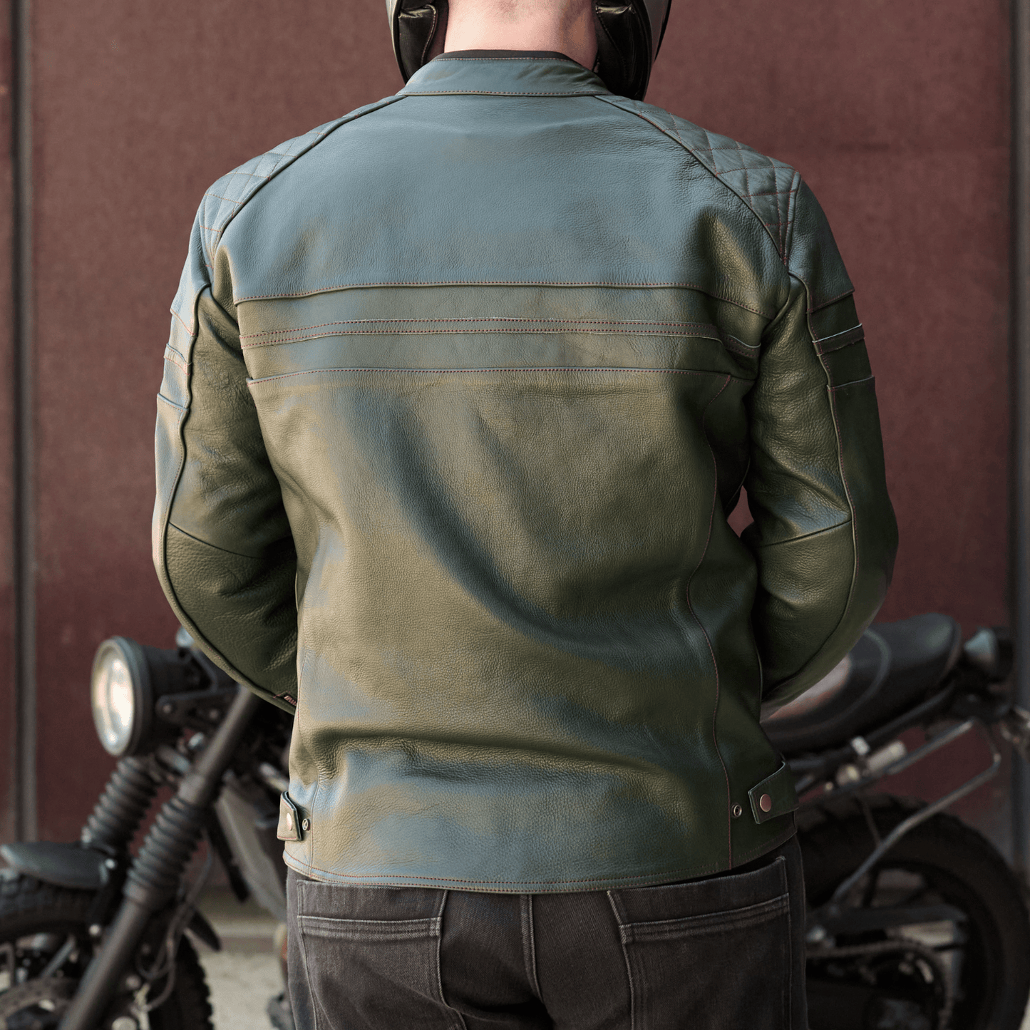 *NEW* 'ol Bobber' | British Racing Green Classic Leather Motorbike Jacket *LIMITED EDITION*
