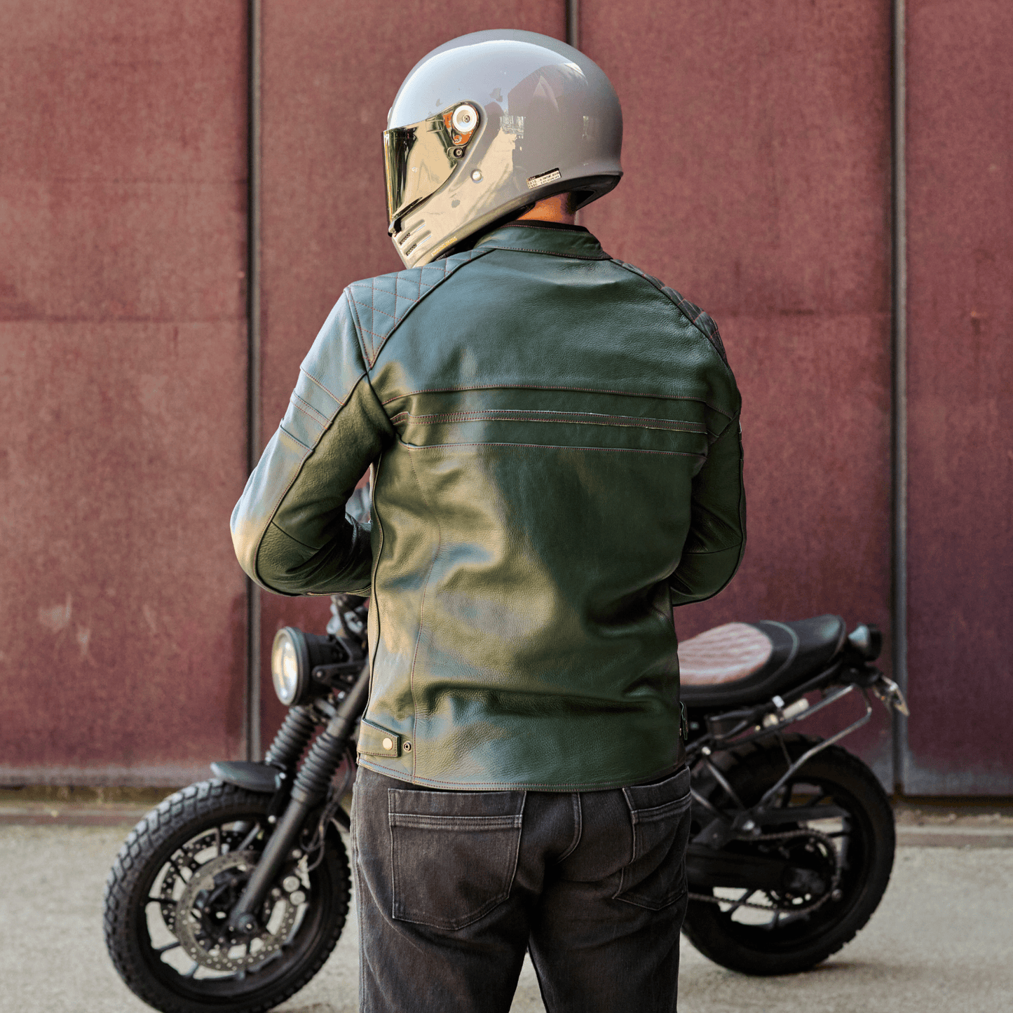 *NEW* 'ol Bobber' | British Racing Green Classic Leather Motorbike Jacket *LIMITED EDITION*