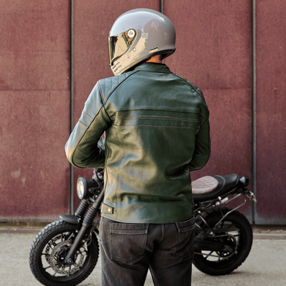 *NEW* 'ol Bobber' | British Racing Green Classic Leather Motorbike Jacket *LIMITED EDITION*