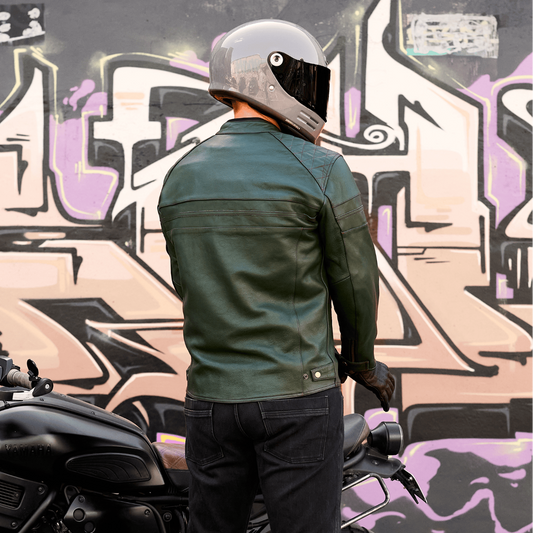 *NEW* 'ol Bobber' | British Racing Green Classic Leather Motorbike Jacket *LIMITED EDITION*
