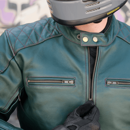 *NEW* 'ol Bobber' | British Racing Green Classic Leather Motorbike Jacket *LIMITED EDITION*