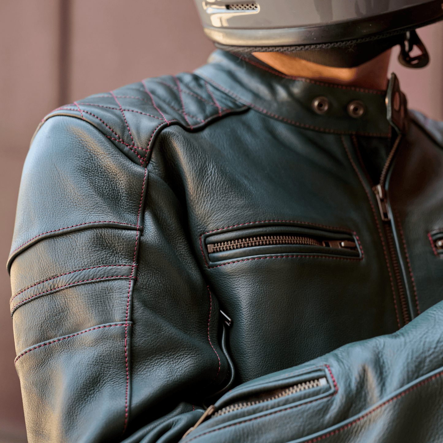 *NEW* 'ol Bobber' | British Racing Green Classic Leather Motorbike Jacket *LIMITED EDITION*