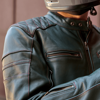 *NEW* 'ol Bobber' | British Racing Green Classic Leather Motorbike Jacket *LIMITED EDITION*