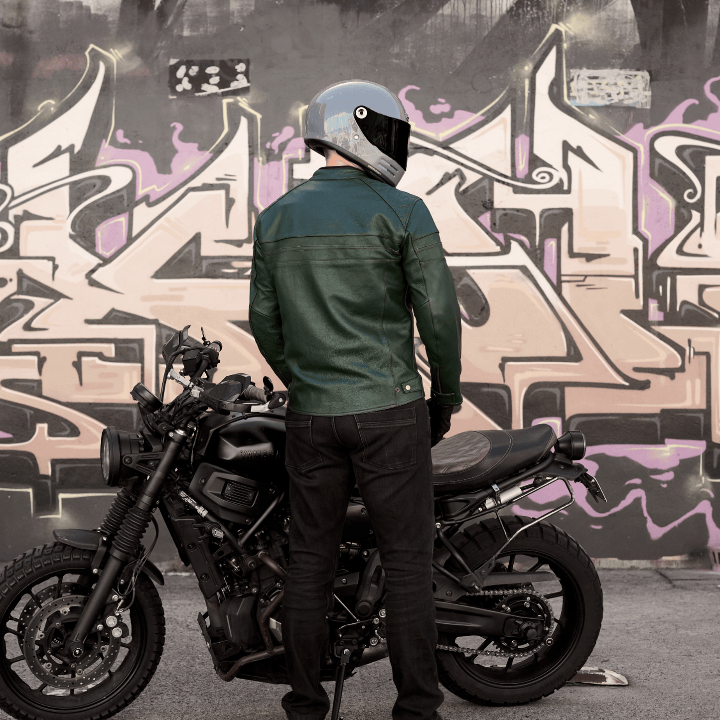 *NEW* 'ol Bobber' | British Racing Green Classic Leather Motorbike Jacket *LIMITED EDITION*