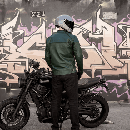 *NEW* 'ol Bobber' | British Racing Green Classic Leather Motorbike Jacket *LIMITED EDITION*