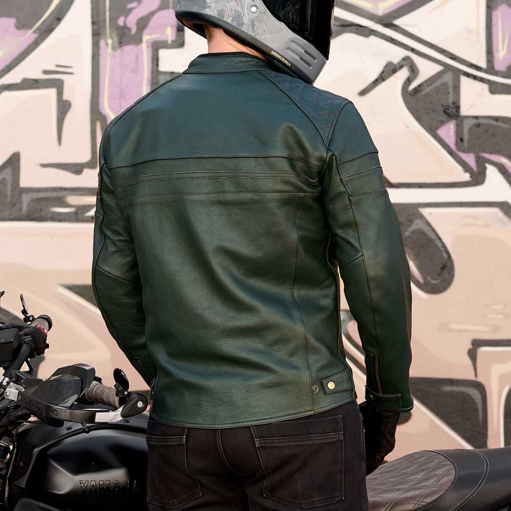 *NEW* 'ol Bobber' | British Racing Green Classic Leather Motorbike Jacket *LIMITED EDITION*