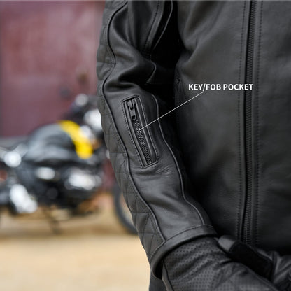 *NEW* GEN 2 'ol Bobber' | Diamond Quilted Premium Motorbike Jacket | BLACK Leather