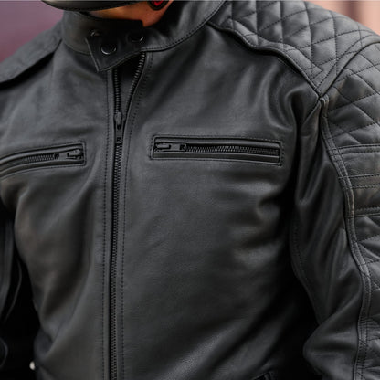 *NEW* GEN 2 'ol Bobber' | Diamond Quilted Premium Motorbike Jacket | BLACK Leather