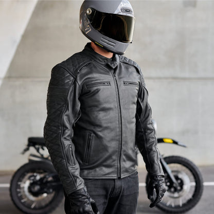 *NEW* GEN 2 'ol Bobber' | Diamond Quilted Premium Motorbike Jacket | BLACK Leather