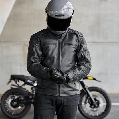 *NEW* GEN 2 'ol Bobber' | Diamond Quilted Premium Motorbike Jacket | BLACK Leather