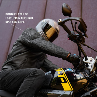 *NEW* GEN 2 'ol Bobber' | Diamond Quilted Premium Motorbike Jacket | BLACK Leather