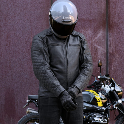 *NEW* GEN 2 'ol Bobber' | Diamond Quilted Premium Motorbike Jacket | BLACK Leather