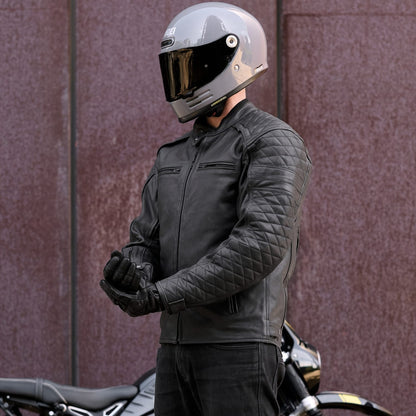 *NEW* GEN 2 'ol Bobber' | Diamond Quilted Premium Motorbike Jacket | BLACK Leather