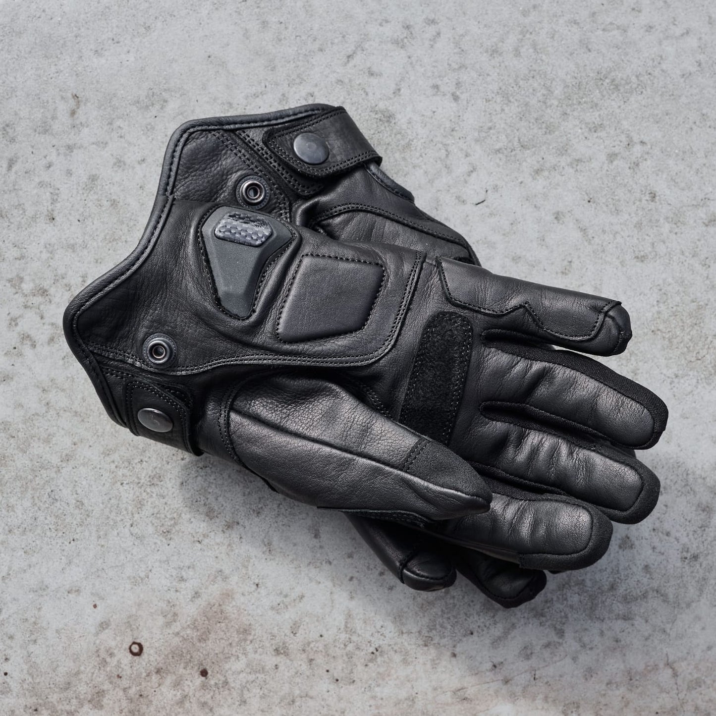 'Shorties' 2.0 Short Waterproof Motorbike Glove | Black Leather with Hipora Waterproof Membrane