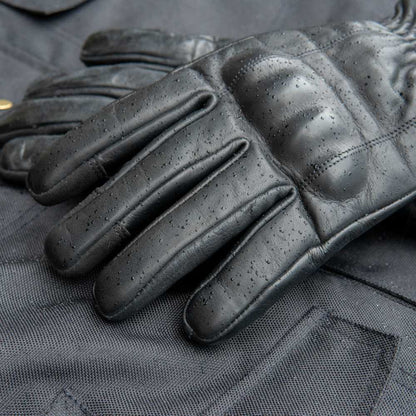 GEN 2 'The Classic' Double Length Gauntlet | Extra Long Warm Motorbike Gloves | Black Leather