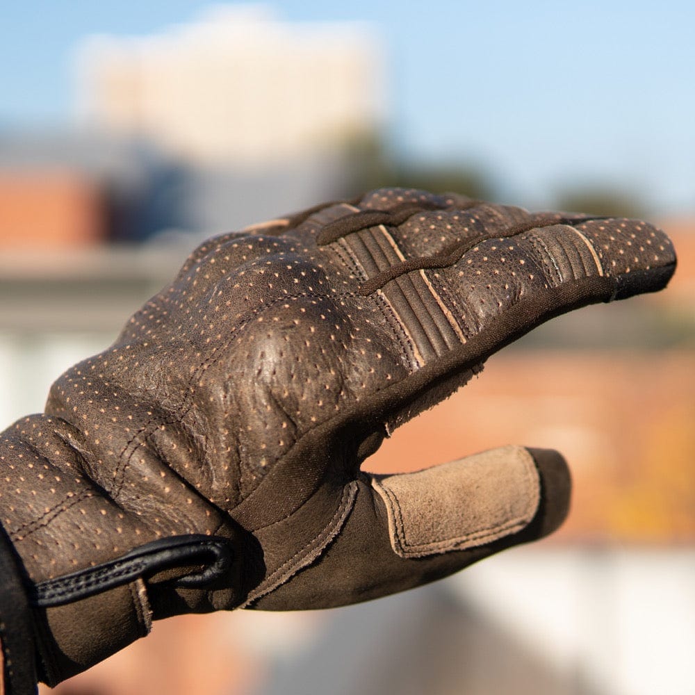 NEW Gen 3 Thumpa's | Short Cuff Summer Motorbike Gloves | Aramid + Perforated Brown Leather