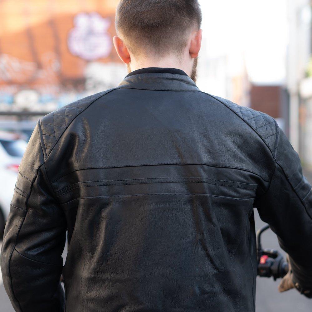 Black Leather Motorbike Jacket from the back