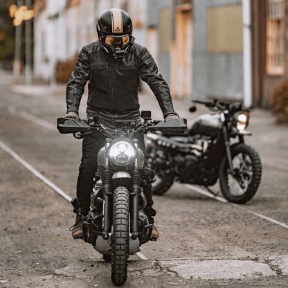 'ol Bobber' | Classic Leather Motorbike Jacket | Distressed Charcoal Brown Full Grain Leather
